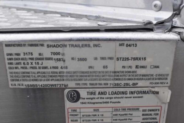 2013 Shadow 2HSL 2 Horse Trailer - Image 7